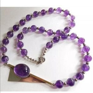 Natural Amethyst Gemstone Necklace sterling silver
